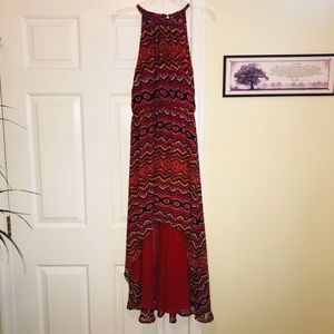 Bar lll red print maxi hi-lo dress